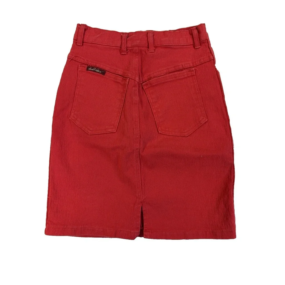 Vintage 80s/90s Jean St. Tropez Women's 11 Red Denim Skirt Y2K Indie Sleaze USA